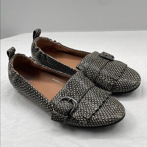 FitFlop Allegro Fringe Snake Skin Embossed Leather Slip On Loafers. 7.5
